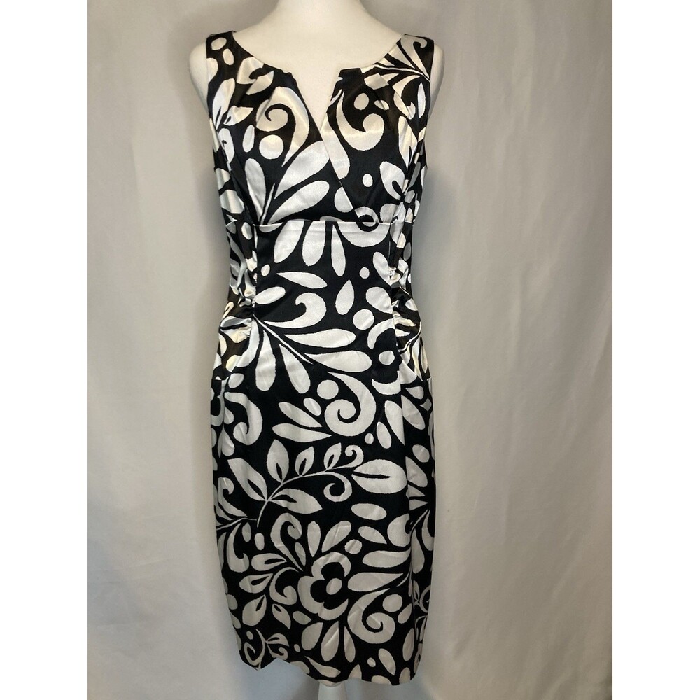 Satin Cocktail Party London Times Dress Womens 10 Black Ruched Sleeveless Career